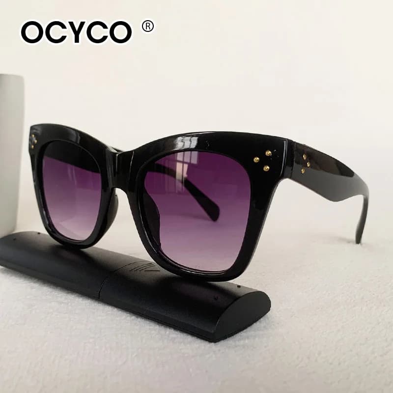 Moda Cat Eye Occhiali da sole da donna Luxury Brand Occhiali da sole quadrati vintage Donna Uomo Occhiali con montatura grande UV400 Rivetti Shades