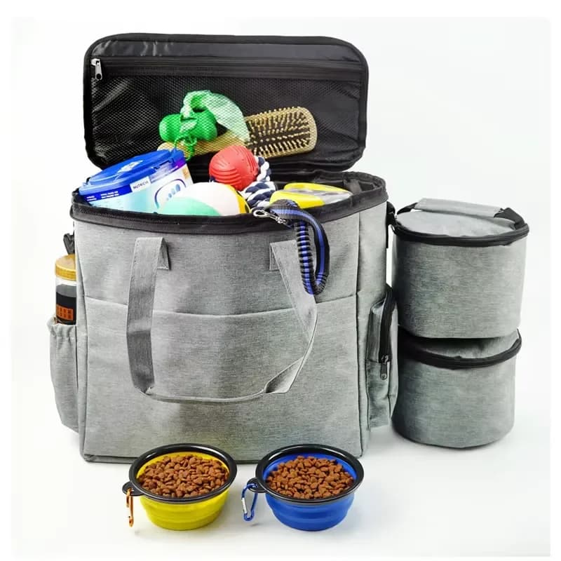 for Pet Weekend Dog Outdoor Travel Carrier Bag Tote Organizer Food Storage Foldable Travel Training Dog Bag Set