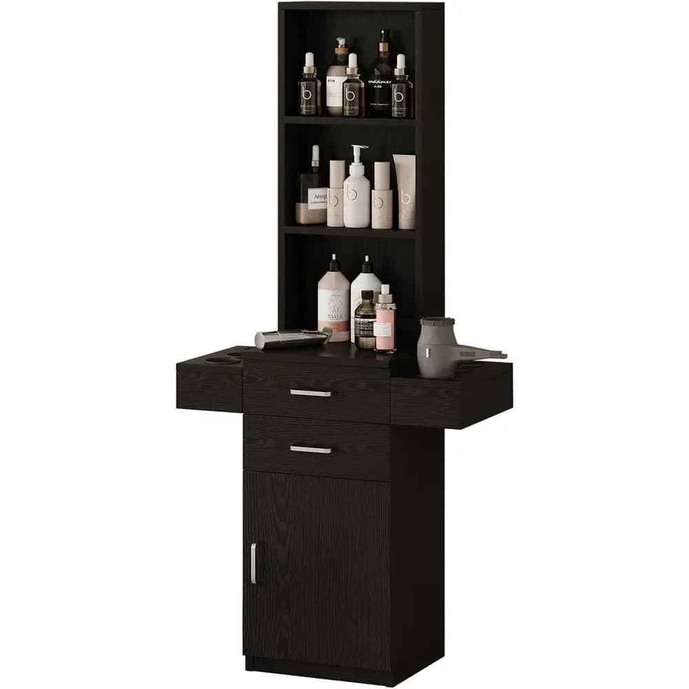 Professional Seat for Hairstyles with Support for Hairdryer, Black