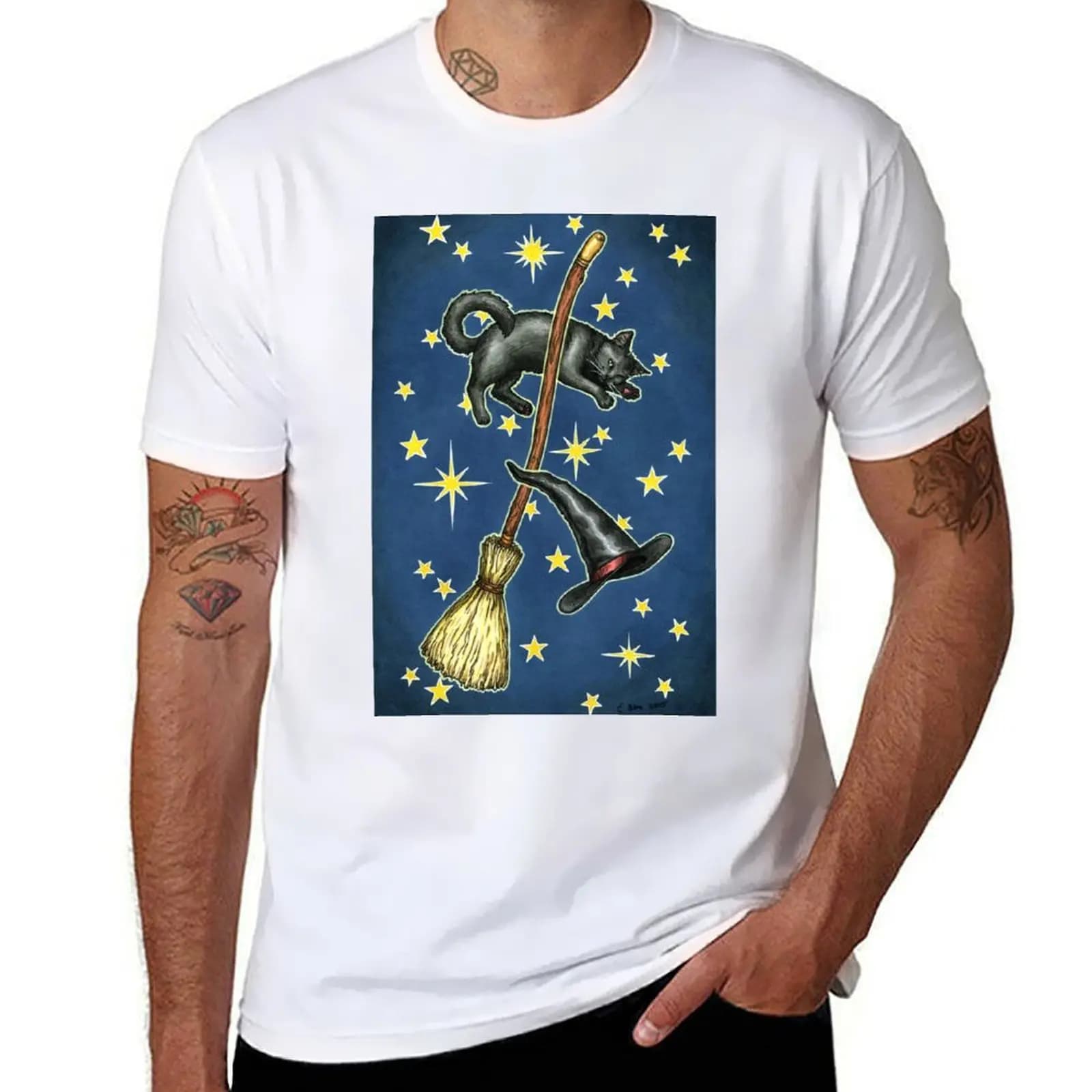 Tarocchi di streghe di tutti i giorni - T-shirt con design Back of Card T-shirt da uomo T-shirt grafica da uomo in cotone al 100%.