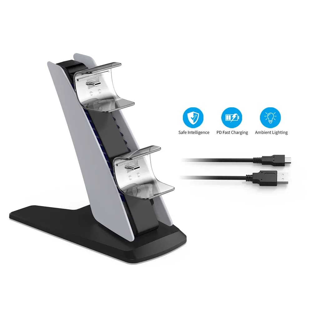 Per controller PS5 Dock di ricarica Doppio supporto di ricarica Base per gamepad Joystick - Accessorio da gioco