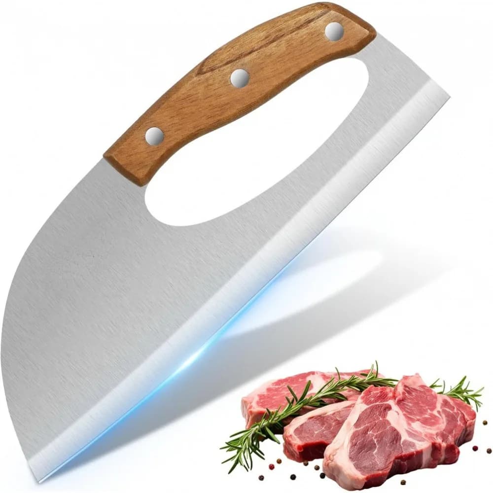 Kitchen Meat Cleaver Knife - Unique Effort Saving Ergonomic Knife Professional Stainless Steel Chef Cooking Knives for Cutting