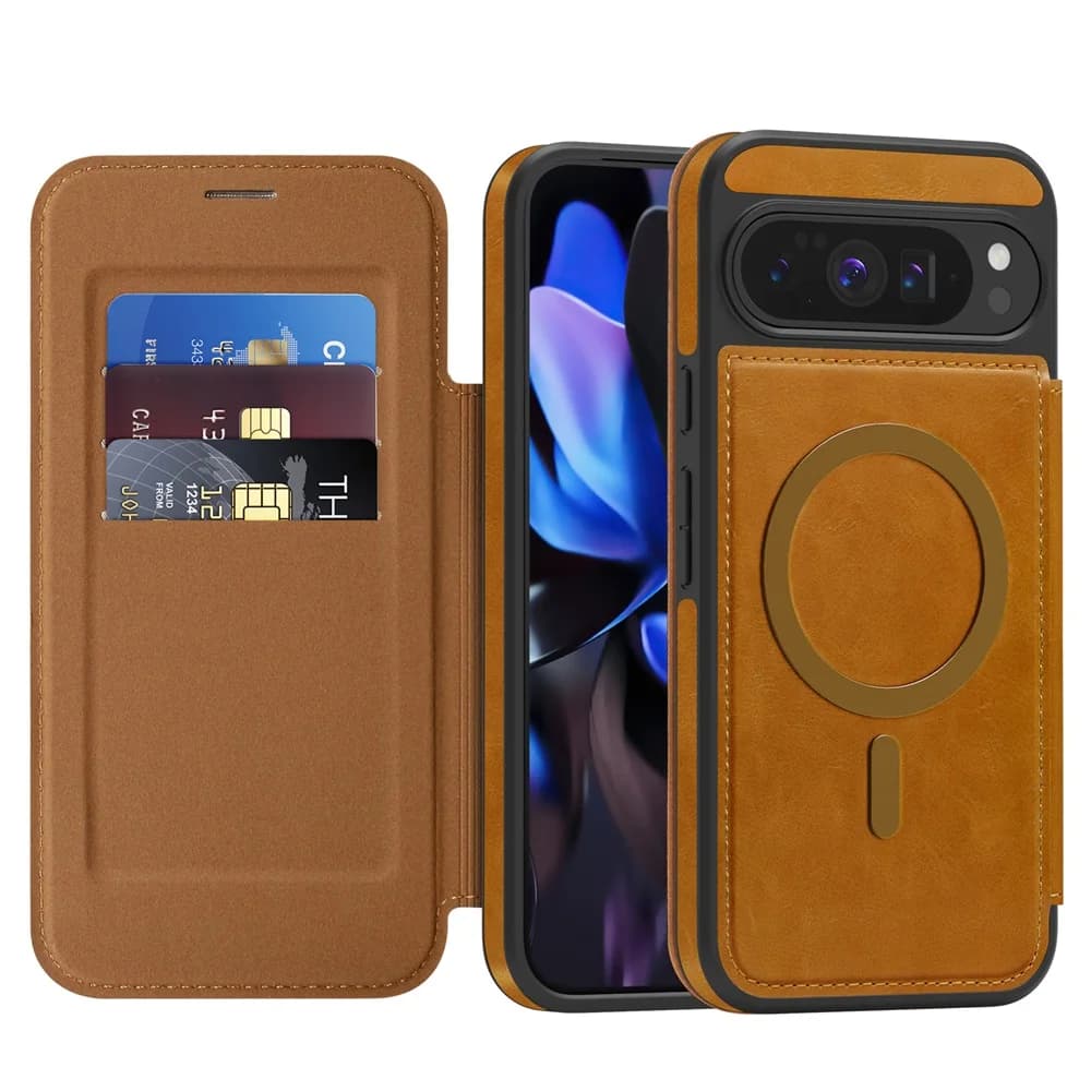 Custodia a portafoglio in pelle Porta carte con copertina magnetica per Google Pixel 10 Pro XL Pixel 10 Custodie per telefoni con protezione RFID Funda