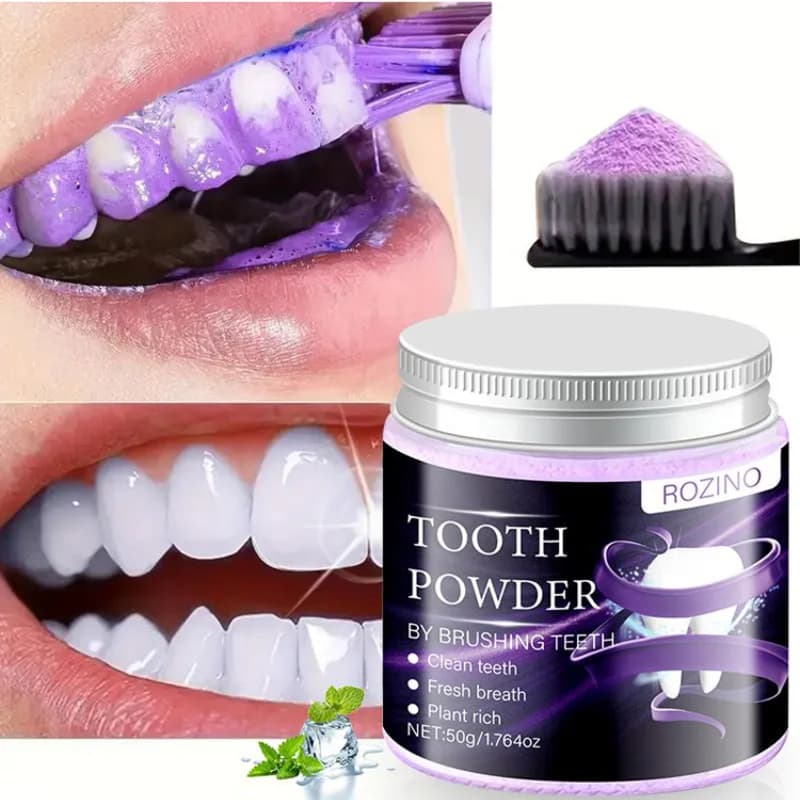 Mineral Powder for Dentral Restoration, Purple Whitening Powder for Tooths, Dental Cleaning, Macchie Removal and Deep Plate, Oral Hygiene Care