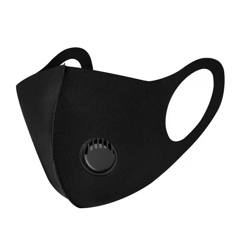 Simple Black Adult 3D Mask with Breathing Valve Stylish Breathable Dust-proof Sun-protective Face Mask