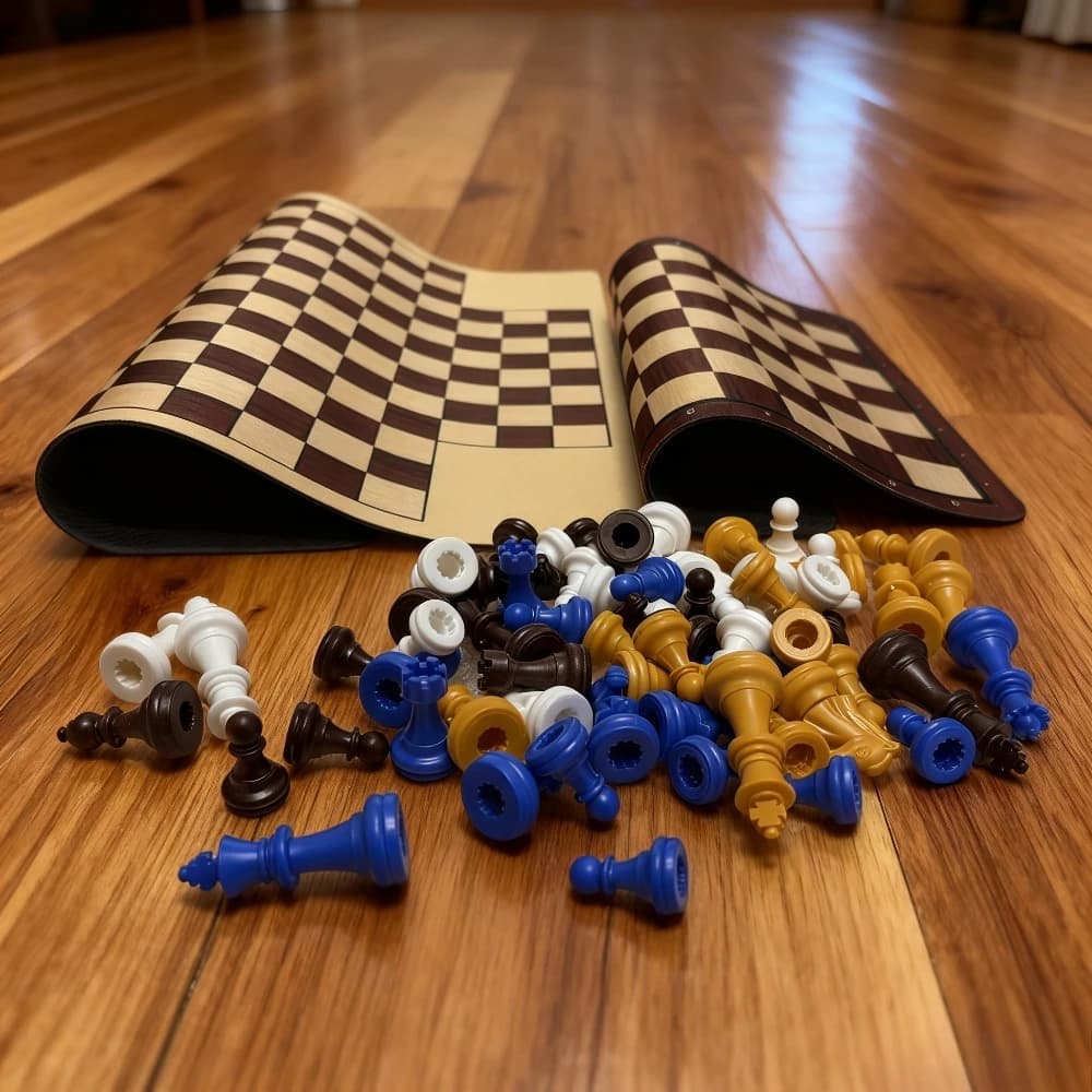 2-4 Player Chess Set, with four different colors Chess pieces, 2 Chess mats with black bag, Easy to store and carry Chess Board