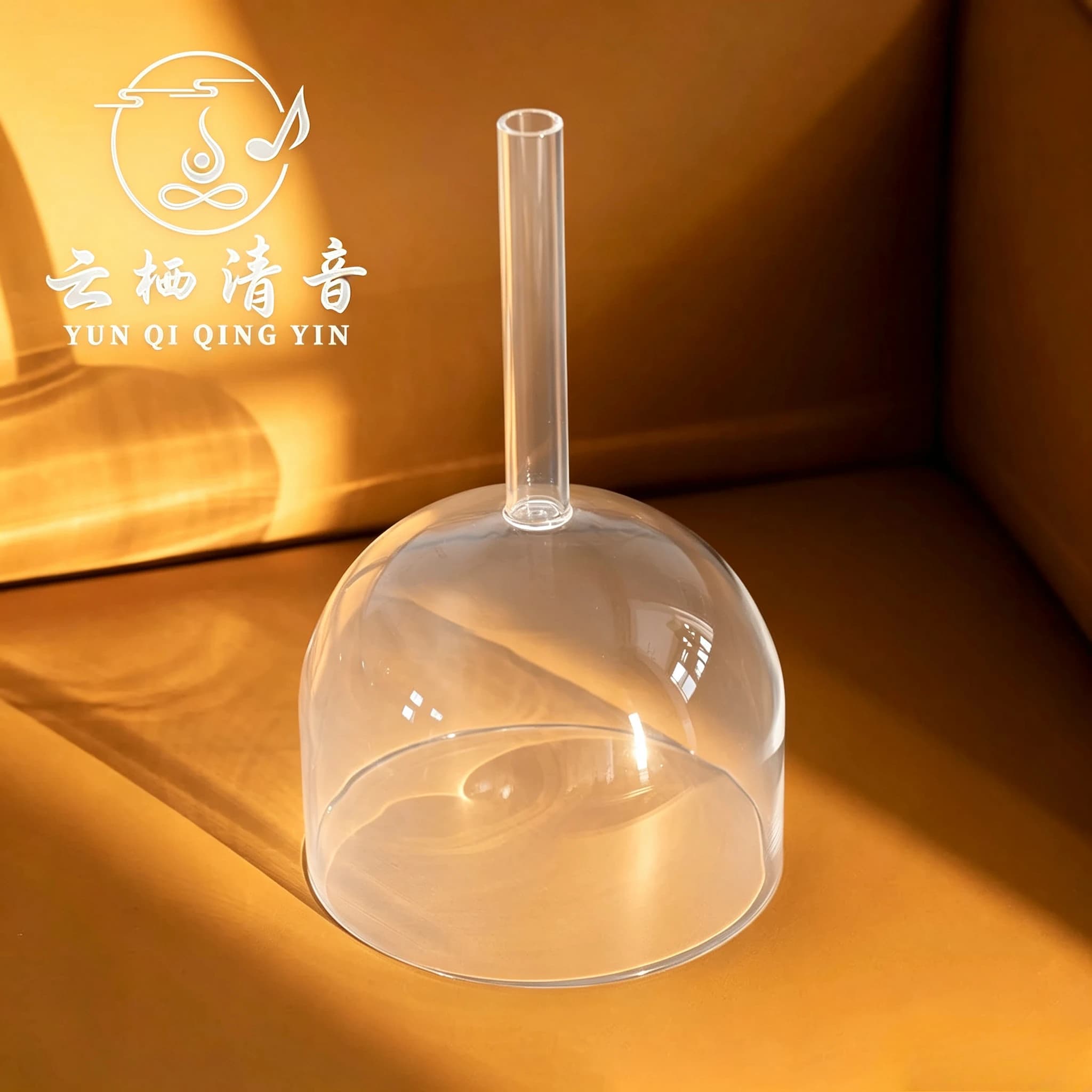 YUN QI QING YIN 6Inch Handheld Clear Handle Crystal Singing Bowl Sound Bath Therapy Stress Relief Chakra Healing Bowl With Free Striker