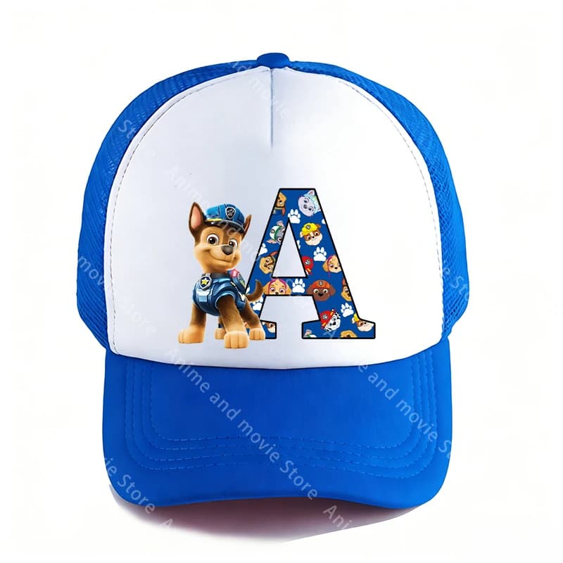 Two Sizes Summer Baseball Caps for Boys Adult Paws Patrols Chases Letter HipHop Breathable Mesh Hat Cute Cartoon Anime Sunbonnet