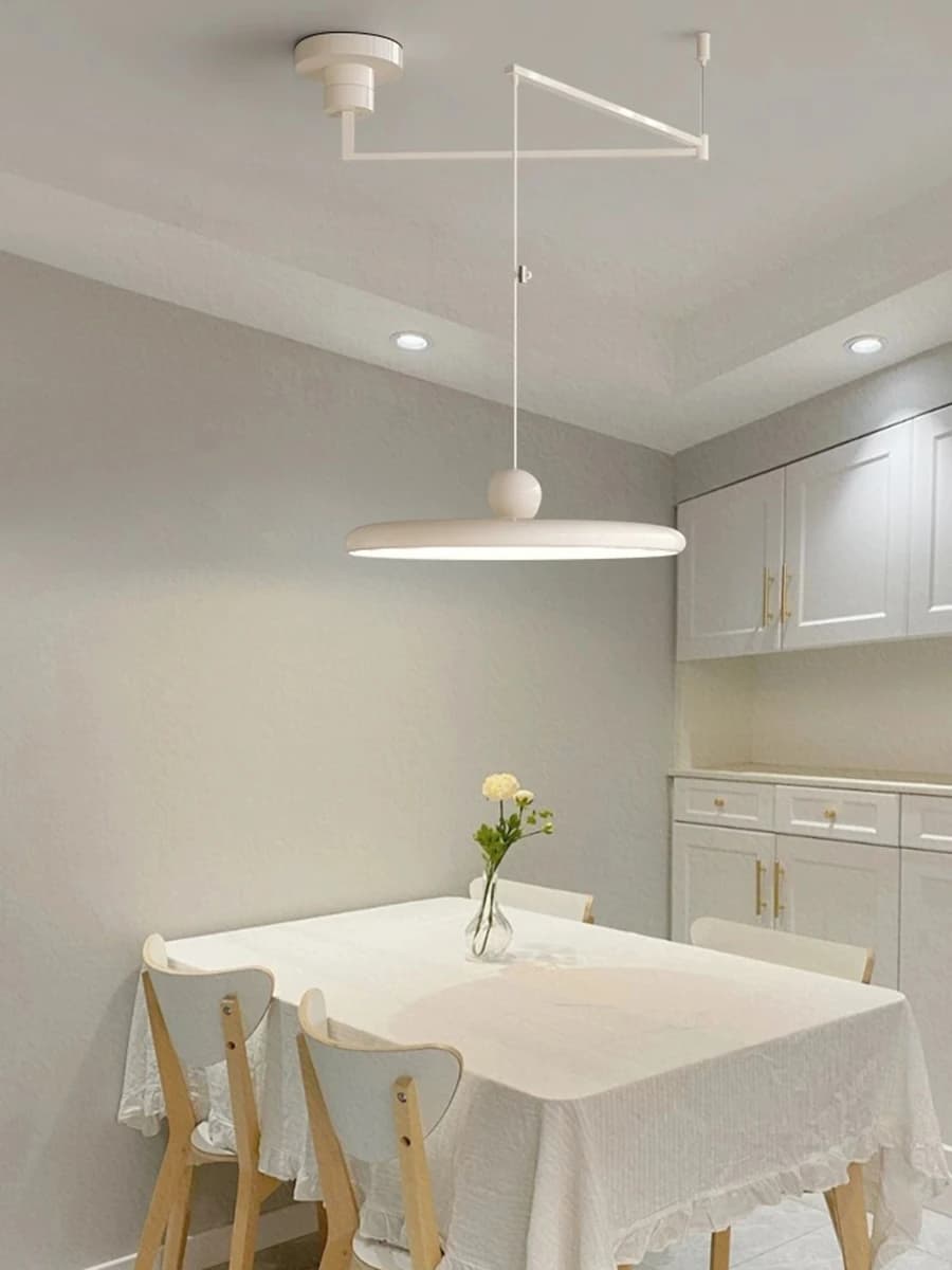 Lampada a sospensione regolabile da pranzo in stile francese leggero | Lampada a palo lungo con braccio oscillante girevole per tavolo da pranzo, bancone bar e isola