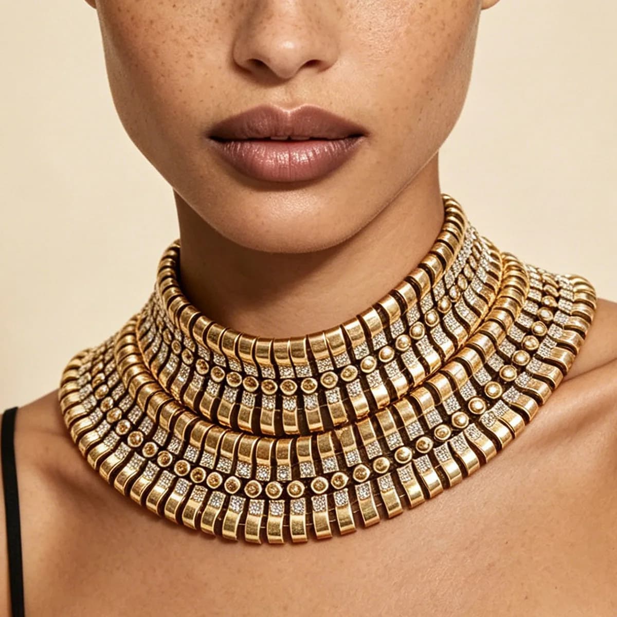 Trendy Exaggerated Heavy Industry Wide Edition Luxury Banquet Necklace for Women