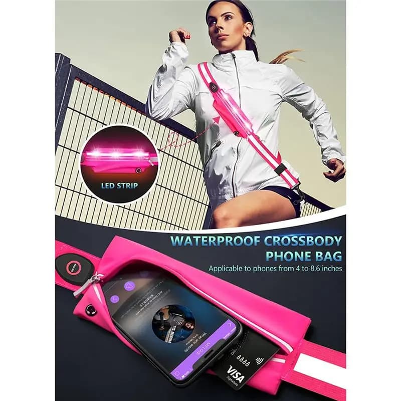 LED Reflective Belt for Athletics, for Night Walking, Luminous LED Belt Rechargeable for Corridors and Walkers, Blue