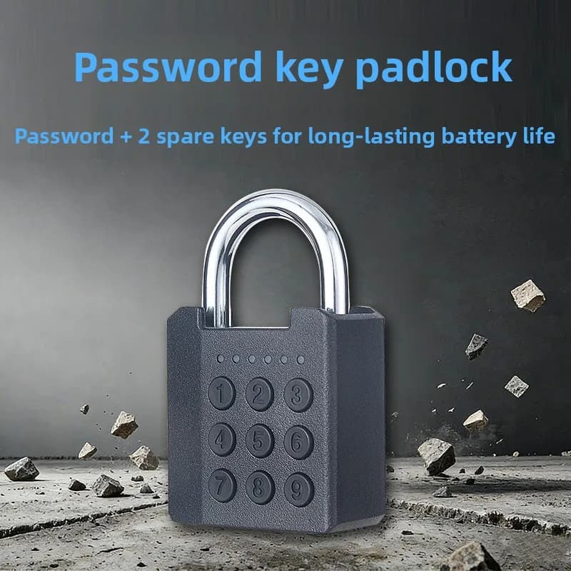 Intelligent Password Padlock with Key, Outdoor Waterproof, Home Anti-theft Lock Head, Button Lock, Storage Warehouse Door Lock