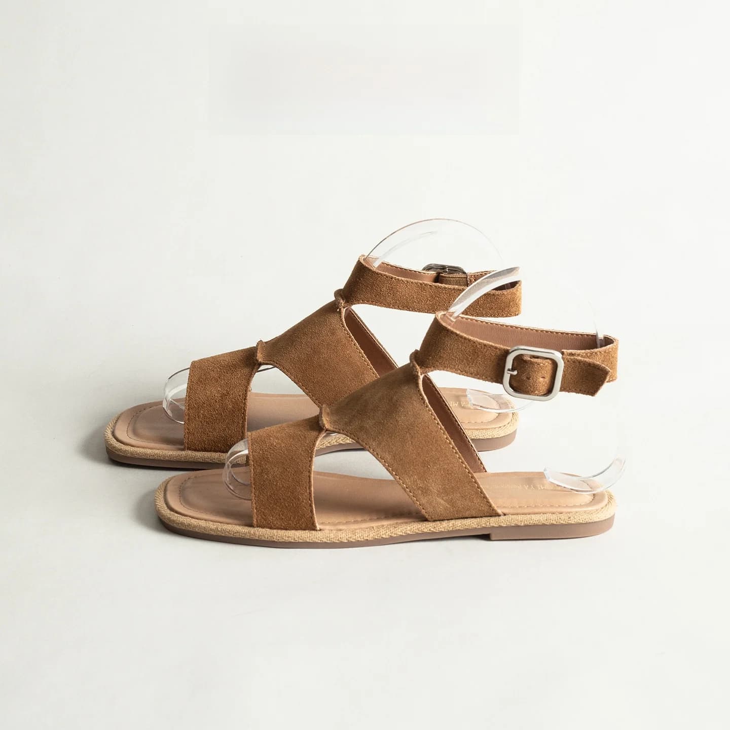 Browan Frosted Real Leather Open Toe Sandals Women 2025 New Summer Flat Bottom Holiday Beach Roman Shoes