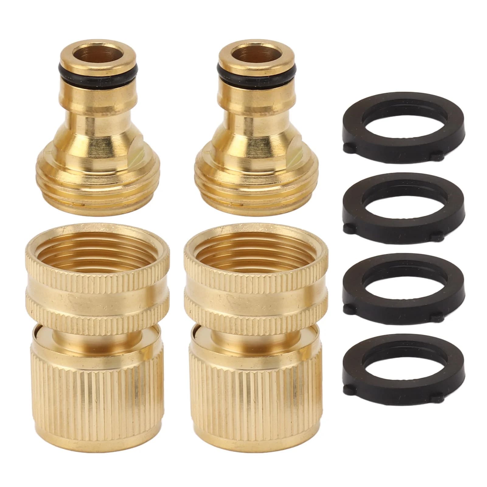 2PCS Water Hose Quick Connector Brass 3/4 Inch Male and Female Garden Hose Fitting Adapter for Repair