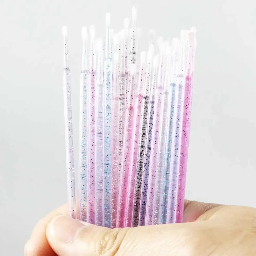 100 Pieces Micro Crystal Brushes Disposable for Eyelash Removal, Mascara Applications, Eyelash Extension Brushes, Makeup Tools