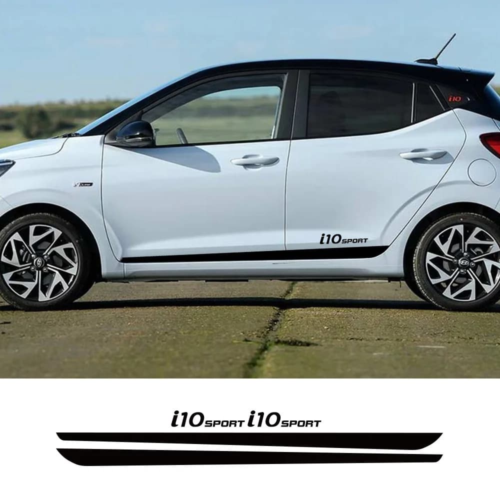 4 stickers for the side line of the car body for Hyundai i10, tuning accessories, sports graphics, vinyl film.