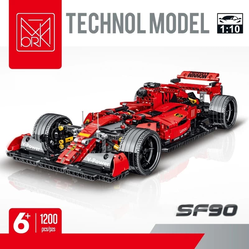 Decorazione desktop 3D creativa 1200 pezzi Set di blocchi di costruzione per auto da corsa Modello classico rosso Idea regalo di Natale per adulti Bambini