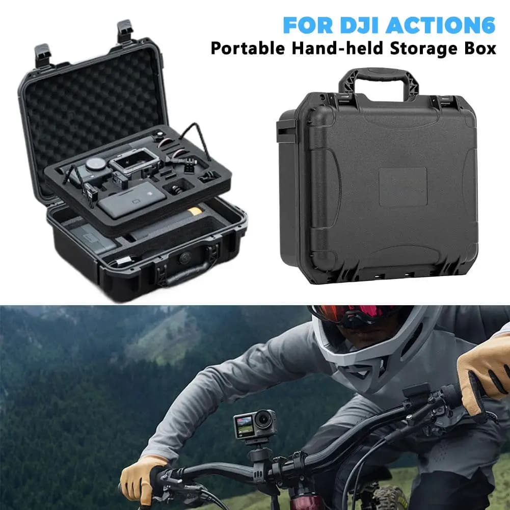 2-layer waterproof hard case for portable travel storage box for DJI Osmo Action 6 camera with explosion-proof accessories strap