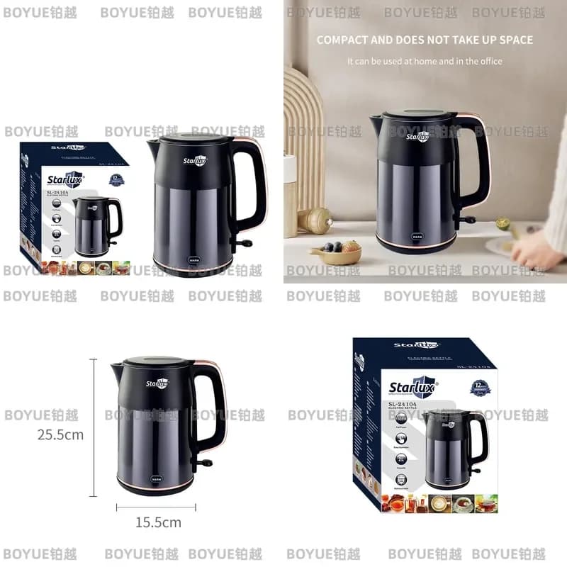 2L Electric Kettle 304 Stainless Steel Large Capacity Auto Shut Off EU Plug Household Fast Boiling Water Heater Appliance