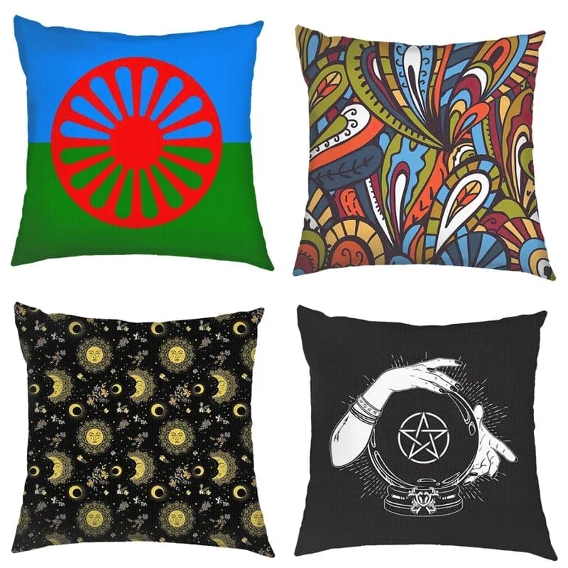 Romany Gypsy Print fodera per cuscino Magic Sun Moon Star federa fodera per cuscino in lino per soggiorno decorazioni per la casa