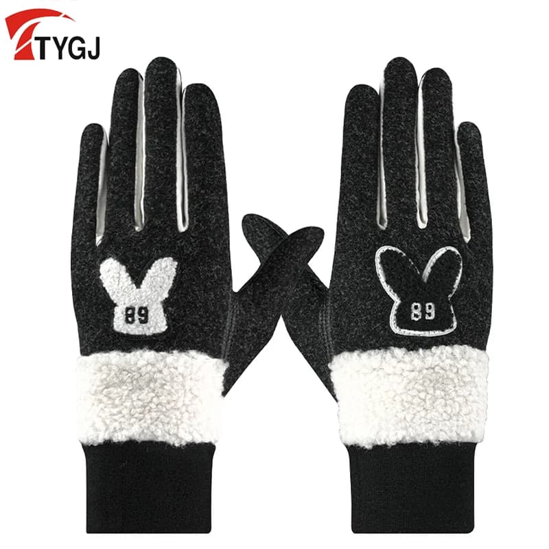 Ttygj 1 paio di guanti da golf Guanti sportivi da donna con particelle antiscivolo Guanti da donna caldi in pile invernale Mano destra sinistra Ausili per il golf