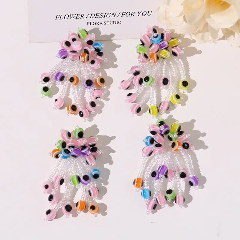Shoe Charms Sweet Tassel Seed Bead Flower 1 Piece Gentle Korean Dopamine DIY Decor for Girls Clogs Jelly Princess Crystal Shoes