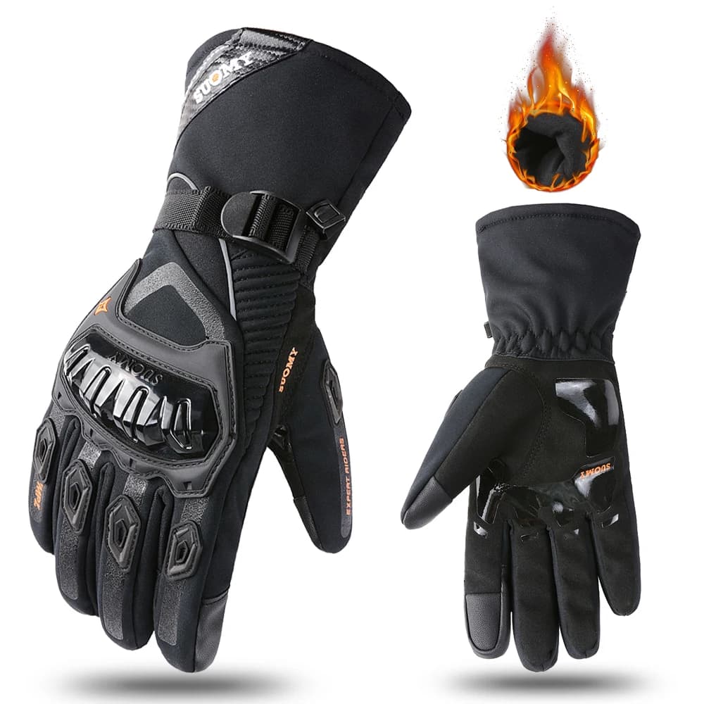 Guanti da moto invernali caldi Guanti impermeabili antivento Guanti da equitazione per moto Touch screen Guanti da motocross per moto neri
