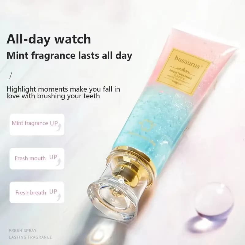 Cleansing toothpaste that cleans mouth and teeth, removes smells, leaves a lasting fragrance, removes stains on teeth, bright white toothpaste