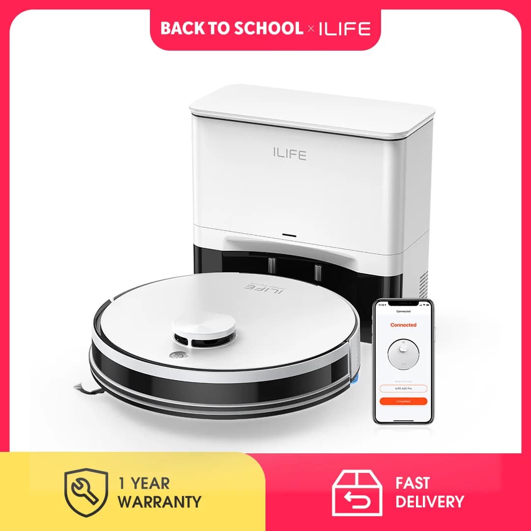 ILIFE A30 PRO 5000Pa Suction, Robot Vacuum and Mop Combo, Self emptying, 60 day capacity, App/remote , 180 minute running time