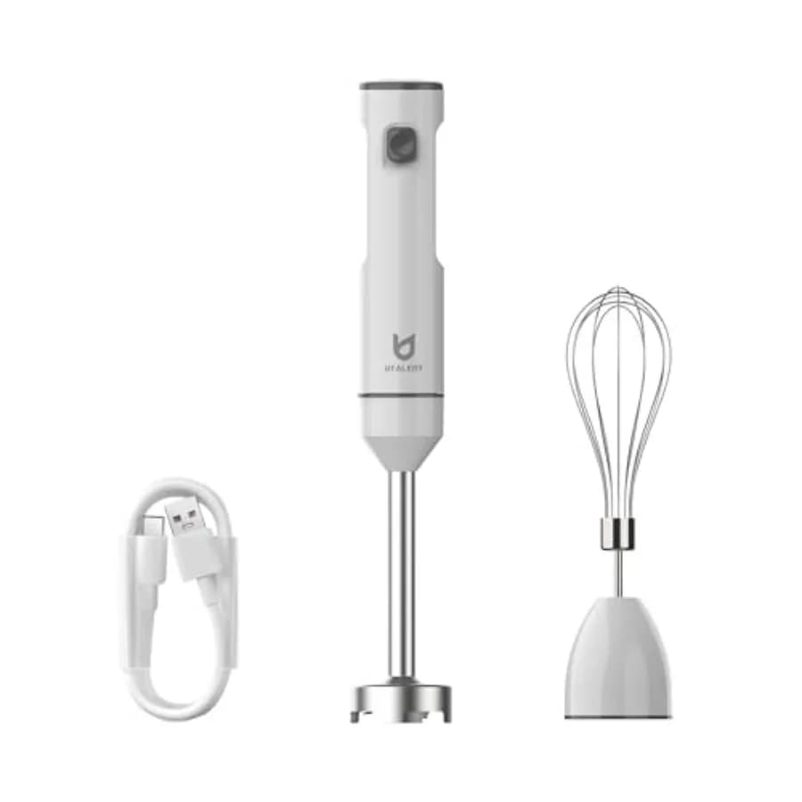 Frullatore a immersione senza fili a velocità variabile, ricaricabile con cavo di ricarica USB-C, frusta per uova per frullati