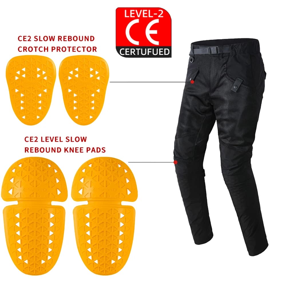 Protezione per l'anca con 2 ginocchia certificata CE Pantaloni da moto incorporati Jeans Inserto equipaggiamento protettivo Pantaloni da moto Protezione per ginocchiera da equitazione