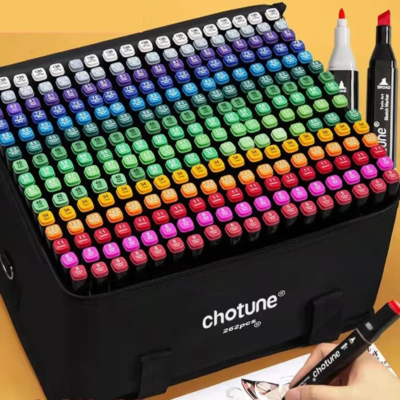 Set di pennarelli oleosi a doppia testa da 24-80 colori Schizzo Disegno Graffiti Pennarelli artistici per materiale scolastico per studenti Penne gel di cancelleria