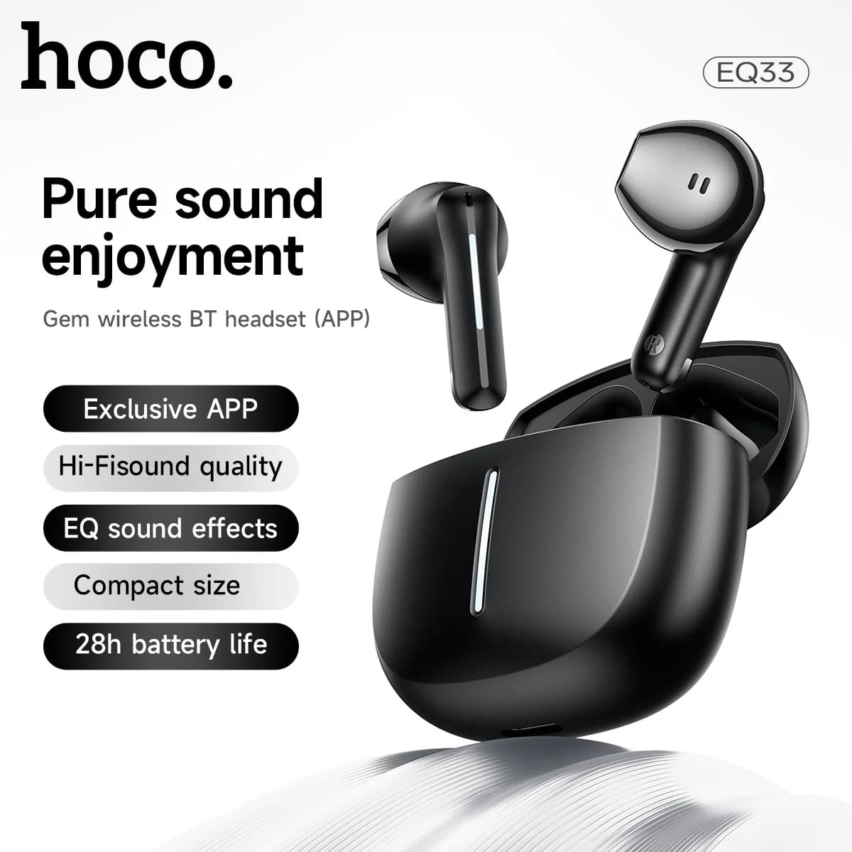 HOCO EQ33 Auricolare Bluetooth wireless Controllo app Cuffie stereo vivavoce con microfono per auricolare semi-in per telefono cellulare