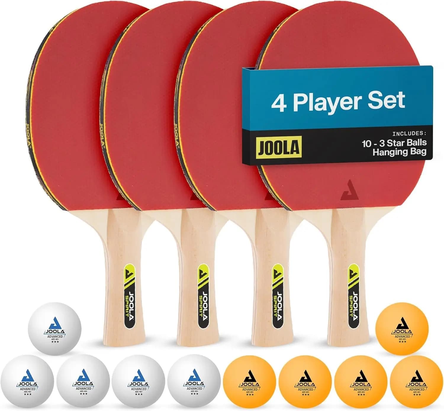 Set di 4 Racchette da Ping Pong, Racchette Avanzate con 10 Palline da Allenamento e Custodia, per Competizione o Uso Ricreativo
