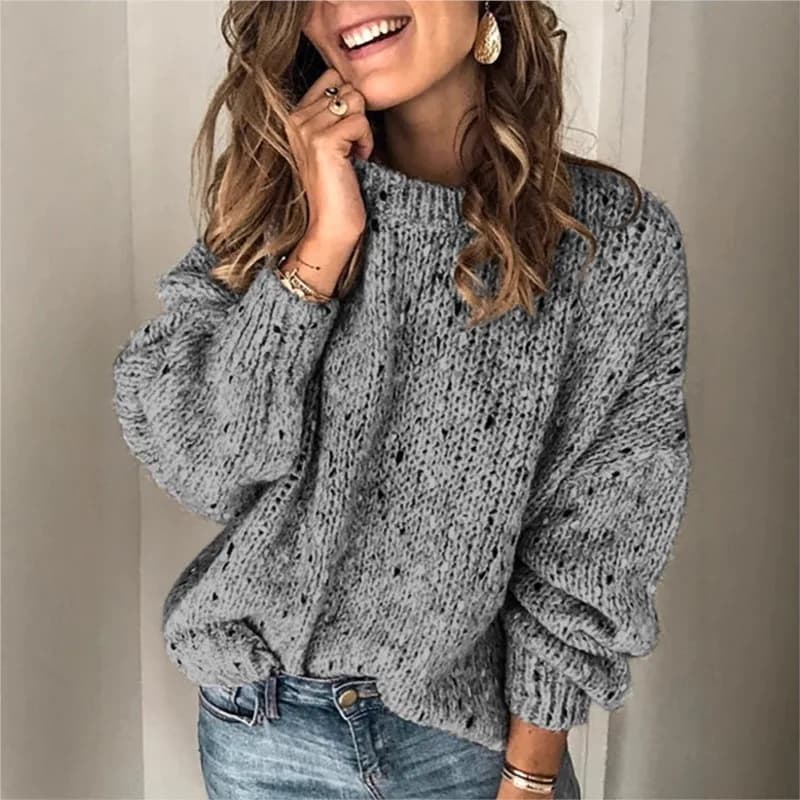 Sueter Feminino Maglione pullover invernale da donna girocollo sciolto Invierno caldo tinta unita lavorato a maglia maglione casual versatile da festa