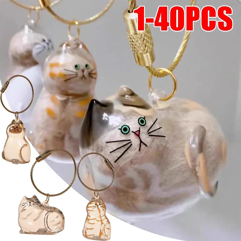 1-40 pezzi di capsule trasparenti in pelliccia di gatto, giocattolo, ciondolo commemorativo per peli di animali domestici, con borsa commemorativa portachiavi