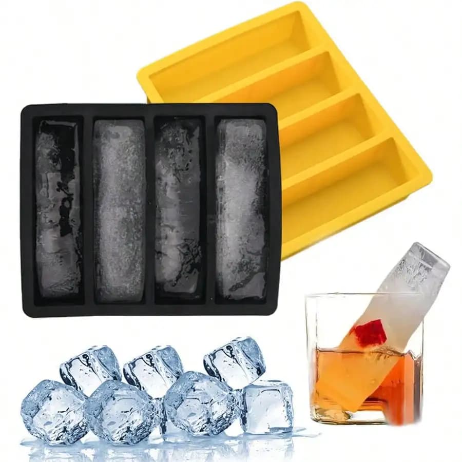 Vassoio per congelatore in silicone con coperchio Vassoi per cubetti di ghiaccio in silicone grandi per whisky Stampo rettangolare senza Bpa per bevande in bottiglia da cocktail