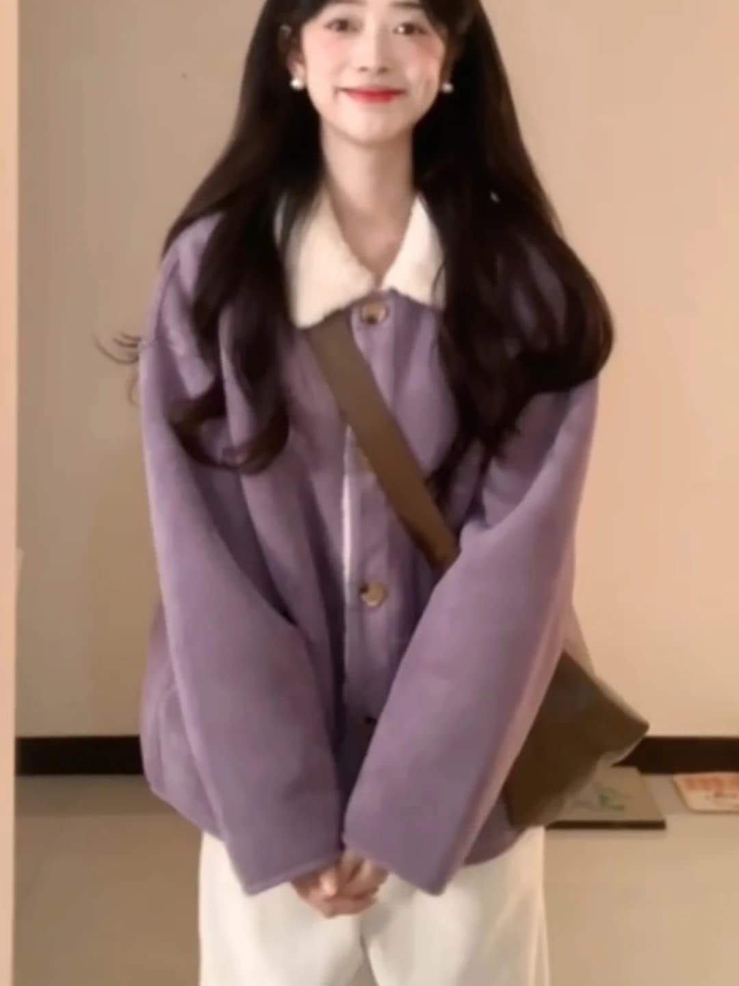Elegante Giacca Invernale Viola da Donna 2025, Nuovo Modello Ampio e Versatile, Cappotto in Cotone Stile Coreano con Fodera in Finta Pelliccia