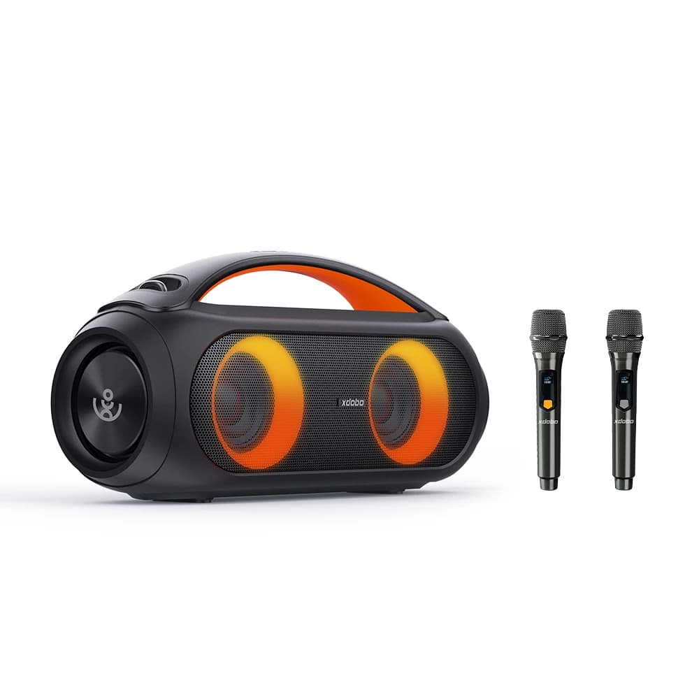 Macchina per Karaoke con 2 Microfoni Wireless, Sistema PA Portatile da 80W con Luci Disco per Feste in Casa