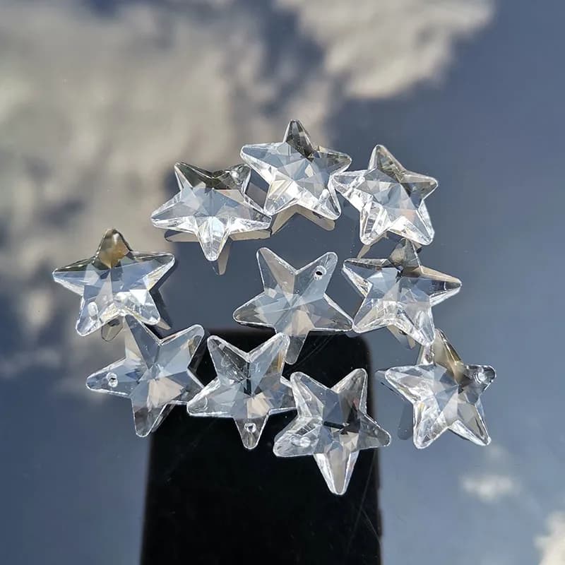 Crystal Beads Snowflake Star Shape1 Hole Glass Suncatcher Chandelier Prism Parts Home Decor Pendant Hanging Sun Catcher Cristale