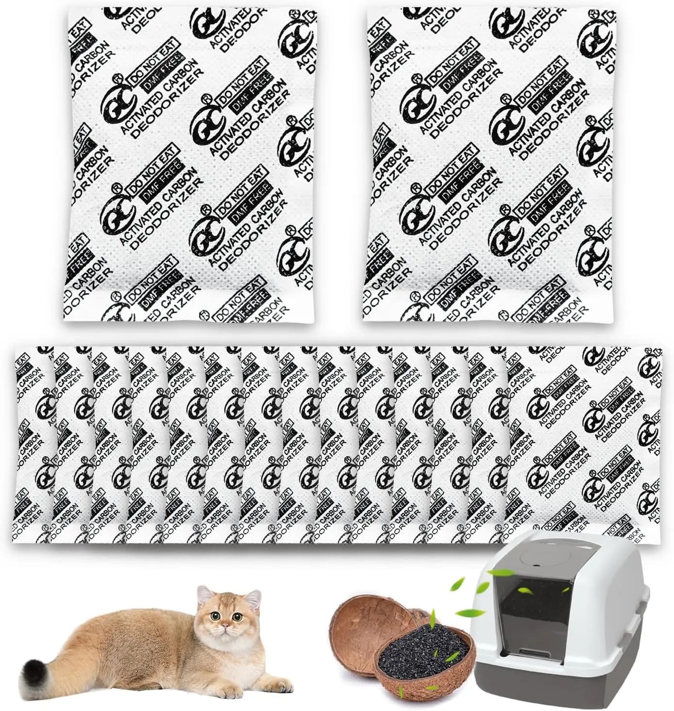 Deodorante per lettiera per gatti da 16 pezzi per lettiera con coperchio, assorbitore di odori a carbone attivo, filtro al carbone compatibile con Whisker