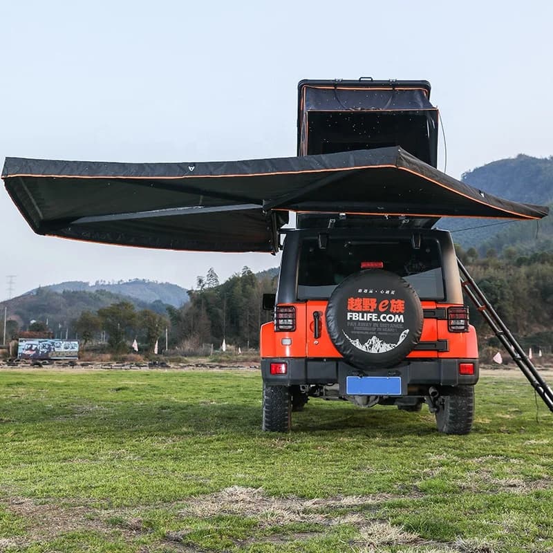 Tenda da campeggio SUV pieghevole per camion da campeggio su misura Tenda da tetto automatica da campeggio triangolare con guscio rigido in alluminio