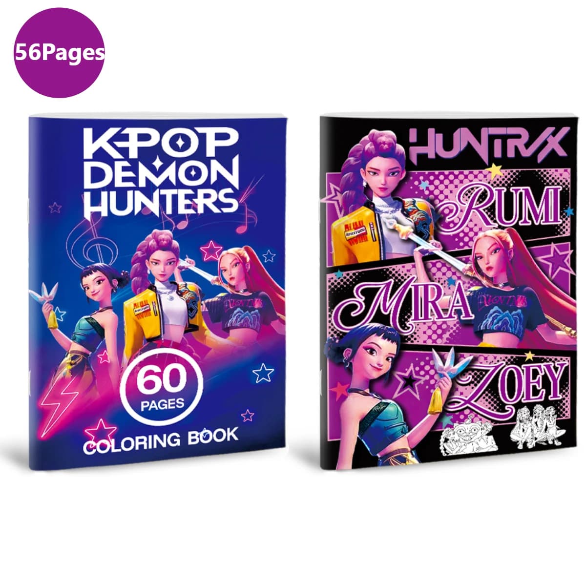 Portable 56P Kids Anime Coloring Book Matched Color Samples Light Notebook for Students After-class Sketch and Painting Training
