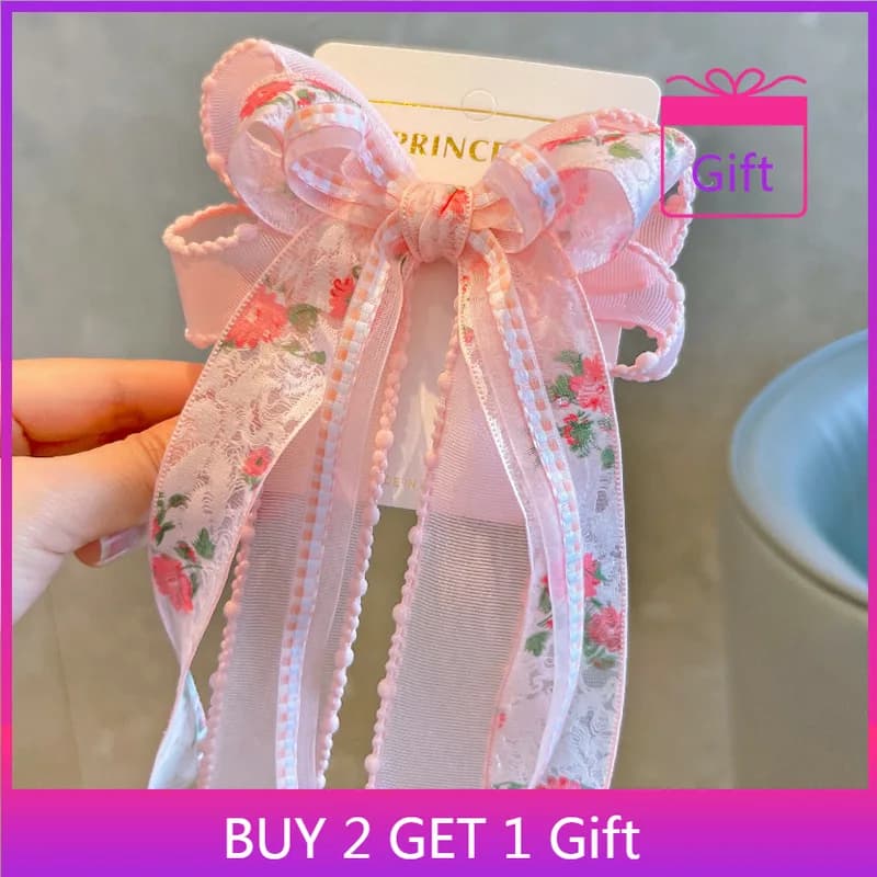 Kids hair clips 2025 New hair accessories for girls Boho Soft ribbon bow for hair pastel princess for everyday use
