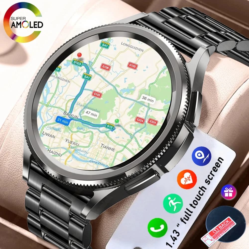 Classico Smart Watch 6 Uomini Sport All'aria Aperta Orologio Impermeabile 1.46 pollici Monitoraggio della Salute ECG + PPG Frequenza Cardiaca Smartwatch Android IOS