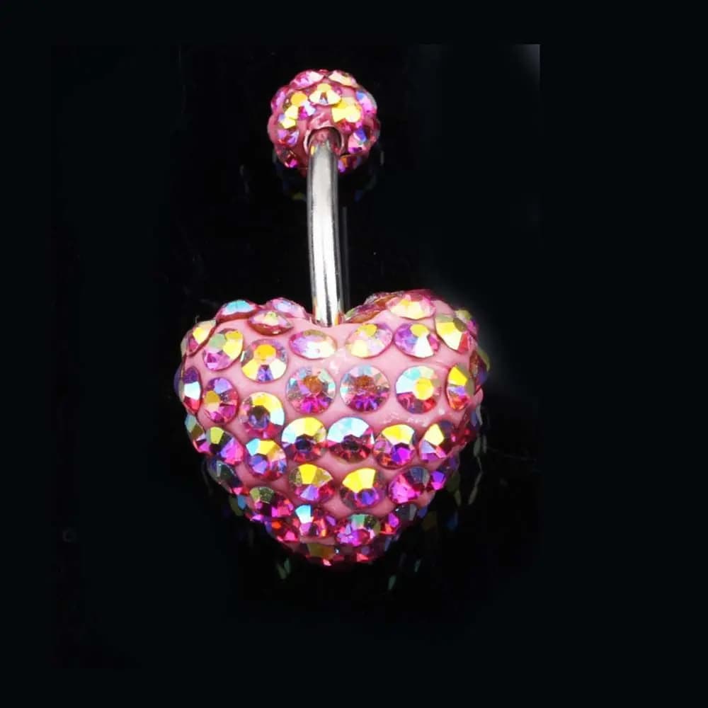 Piercing all'Ombelico a Forma di Cuore in Acciaio Inossidabile con Cristalli, Stile Punk, Anelli per Ombelico, Piercing Corporeo