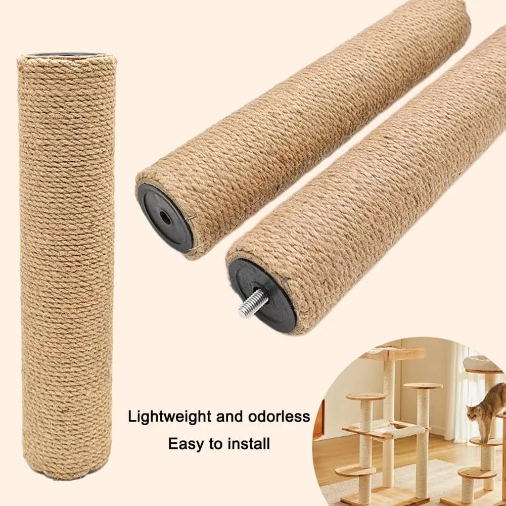 Cat Scratching Post Replacement Natural Sisal Spare Extension Scratch Post for Cats Tree Pole Parts Hemp Rope Scratcher Climbing