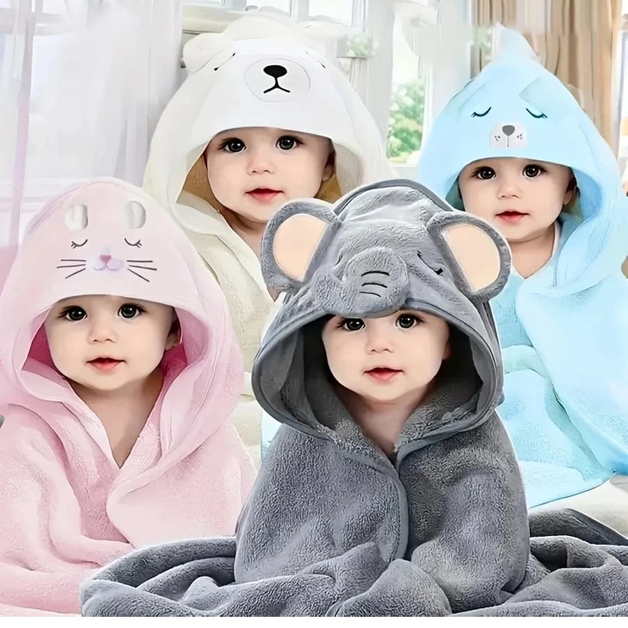 1 multifunctional children's towel with hood, cute animal-shaped towel, bath accessories, baby blanket, wrapping blanket, gift option for baby holidays