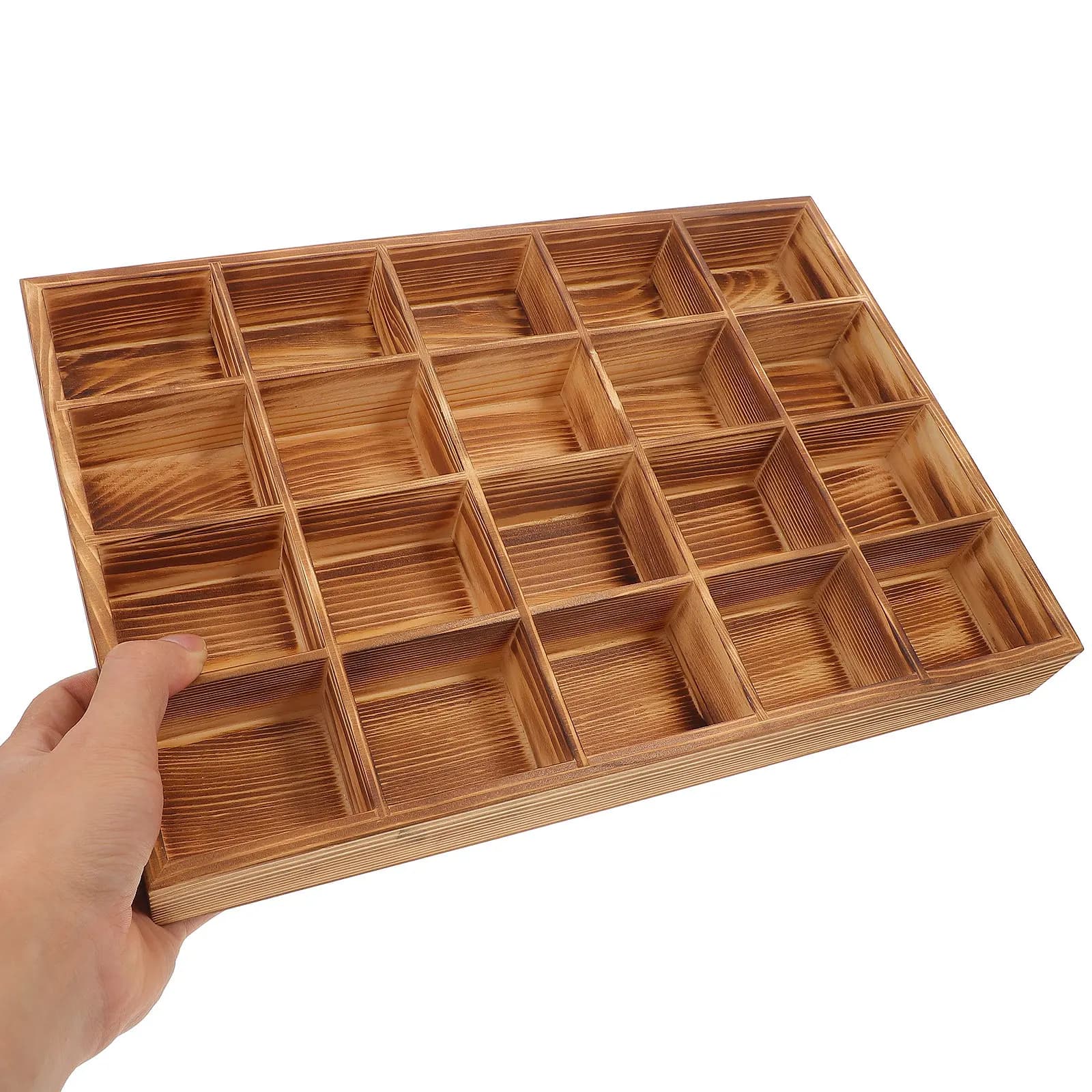 Organizzatore in Legno per Calzini e Biancheria Intima, Scatola con 20 Scomparti per Cravatte, Cinture, Lingerie, Accessori per Capelli, Armadio, Cassettiera, Scrivania