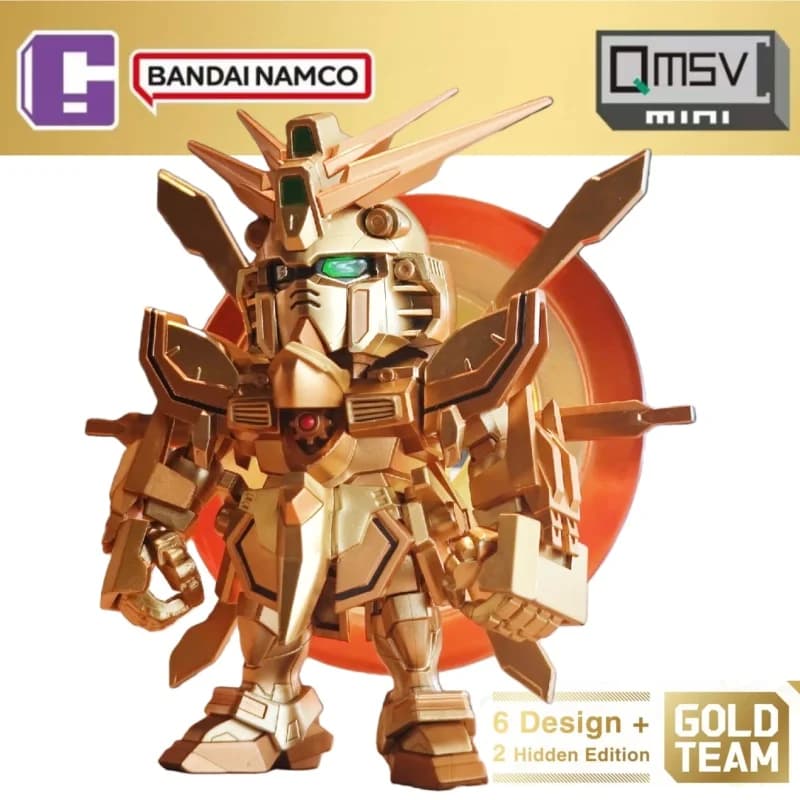 Nuovo autentico Bandai Namco Gundam Qmsv Mini Gold Team Blind Box Rx-78 Zaku Anime Figure Gundam Periferico Regalo Modello Giocattolo